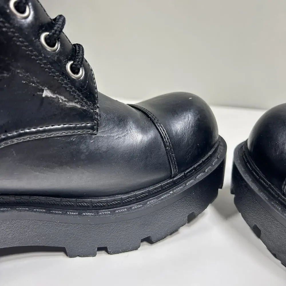 Mudd Patrol Combat Boots Womens 7.5M Black Cargo Pocket Goth Punk Y2K Grunge